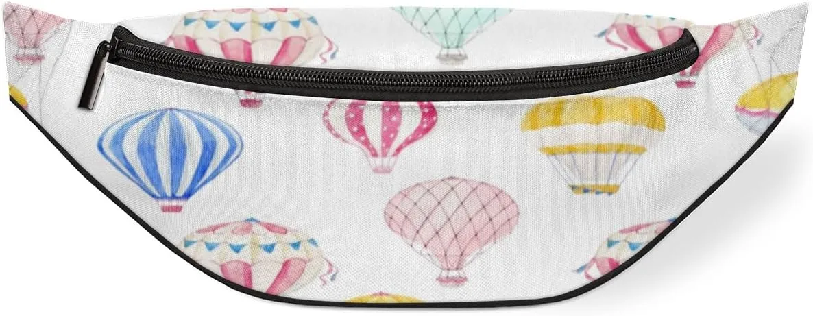 Fanny Pack for Women Men Lovely Hot Air Balloon Waist Pack Crossbody Bag with Adjustable Straps for Hiking Running Walking Travel Cycling