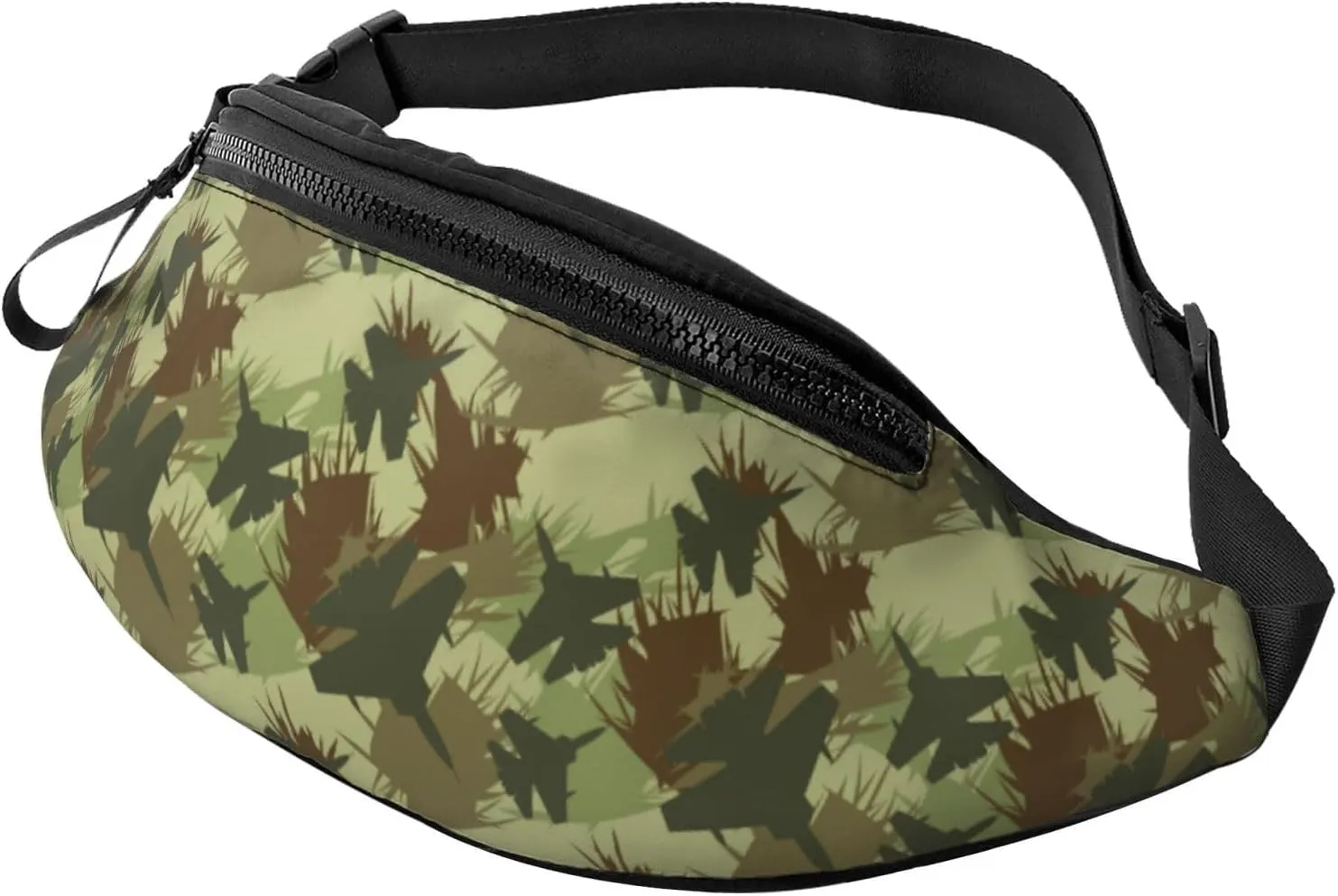 Fanny Pack for Women Men, Stylish Crossbody Bag with Adjustable Shoulder Strap - Aircraft Green Camouflage Belt Bag Waist Bag for Outdoors Travel Sports Running
