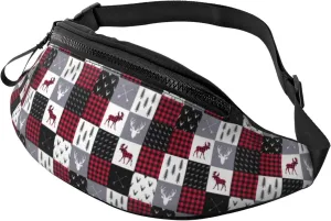 Fanny Pack for Women Men, Stylish Crossbody Bag with Adjustable Shoulder Strap - Buffalo plaid Elk arrows deer moose Belt Bag Waist Bag for Outdoors Travel Sports Running