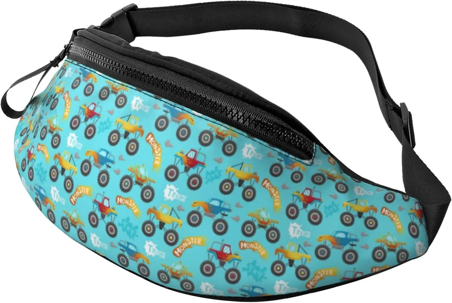 Fanny Pack for Women Men, Stylish Crossbody Bag with Adjustable Shoulder Strap - Cartoon Monster Truck Belt Bag Waist Bag for Outdoors Travel Sports Running