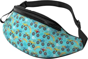 Fanny Pack for Women Men, Stylish Crossbody Bag with Adjustable Shoulder Strap - Cartoon Monster Truck Belt Bag Waist Bag for Outdoors Travel Sports Running