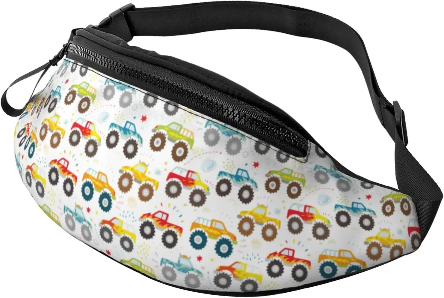 Fanny Pack for Women Men, Stylish Crossbody Bag with Adjustable Shoulder Strap - Cartoon Monster Trucks Belt Bag Waist Bag for Outdoors Travel Sports Running