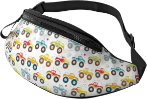 Fanny Pack for Women Men, Stylish Crossbody Bag with Adjustable Shoulder Strap - Cartoon Monster Trucks Belt Bag Waist Bag for Outdoors Travel Sports Running