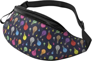 Fanny Pack for Women Men, Stylish Crossbody Bag with Adjustable Shoulder Strap - Light Bulb colorful Belt Bag Waist Bag for Outdoors Travel Sports Running