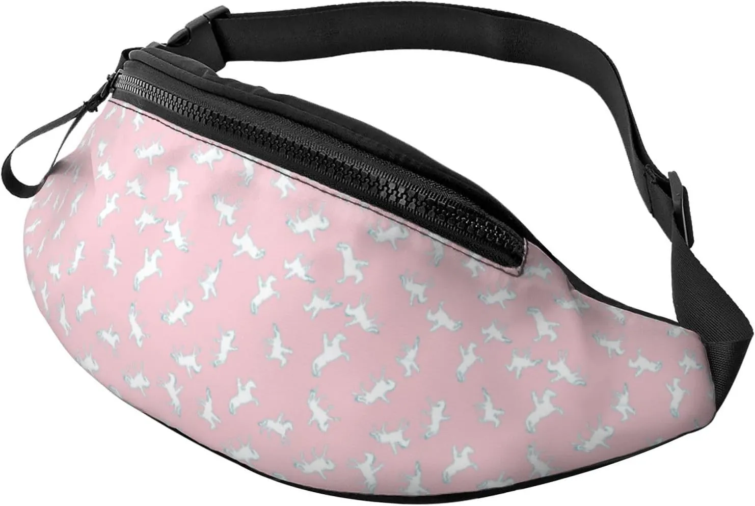 Fanny Pack for Women Men, Stylish Crossbody Bag with Adjustable Shoulder Strap - Modern Knight Horse White Pink Belt Bag Waist Bag for Outdoors Travel Sports Running