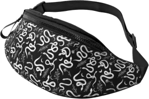 Fanny Pack for Women Men, Stylish Crossbody Bag with Adjustable Shoulder Strap - Sketch Simple White Snake Belt Bag Waist Bag for Outdoors Travel Sports Running