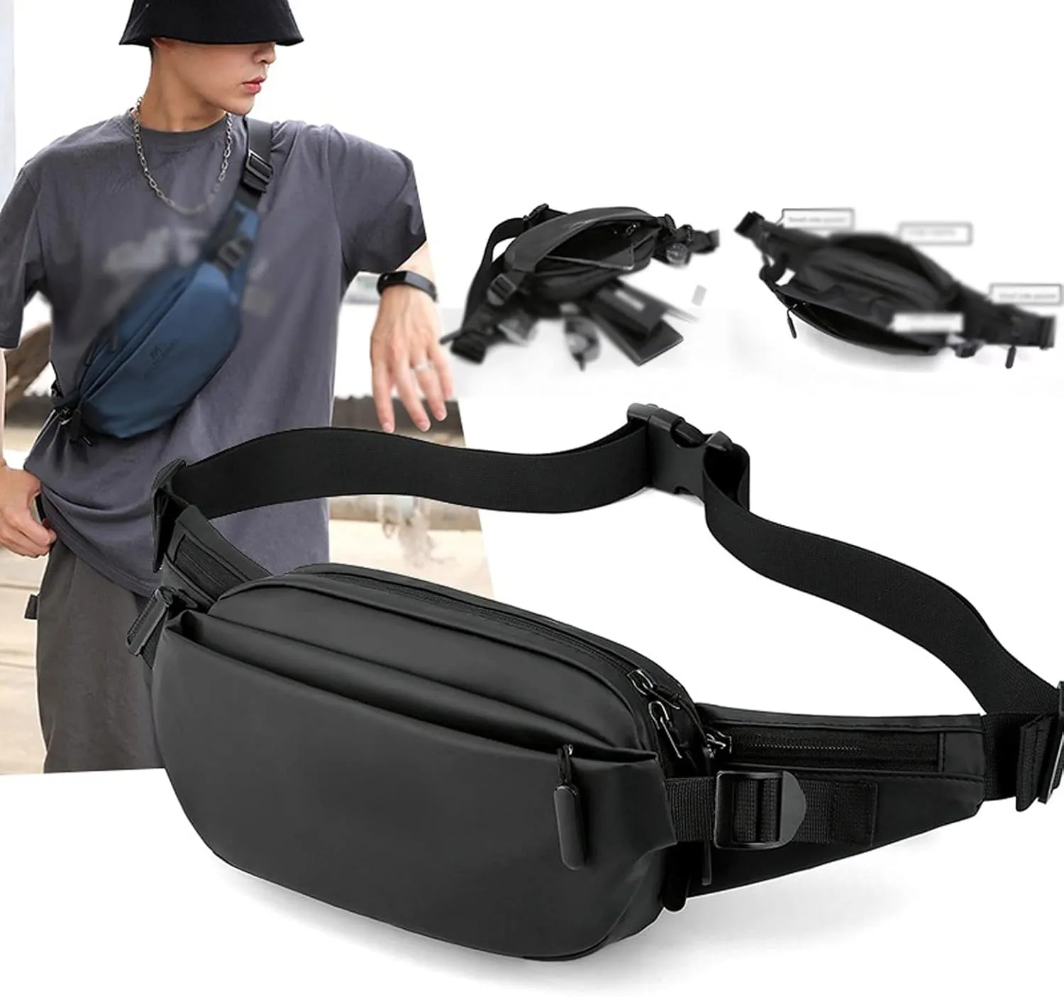 Fanny Pack Men's Waist Bag Chest Pack Outdoor Sports Belt Bag for Waterproof Men Waist Bags Fanny Pack (Green)