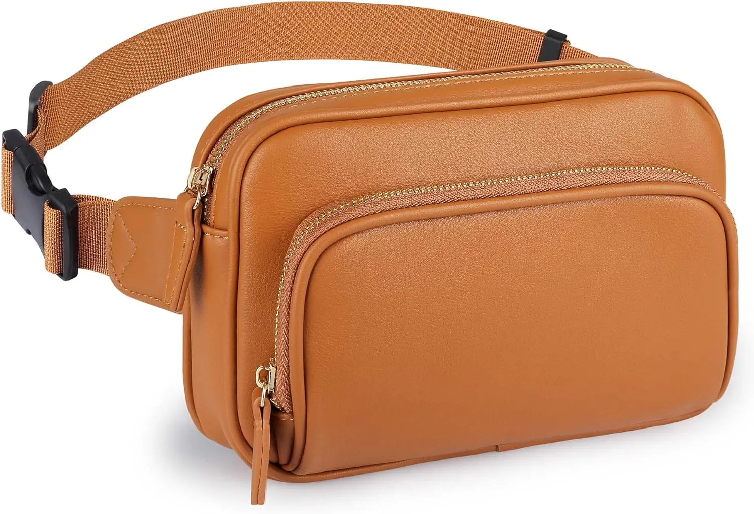 Fanny Packs for Women, Leather Fanny Pack Belt Bag for Women Men with Multi-Pockets Adjustable Belts 4 Card Slots, Brown Fanny Pack Cross Body Fashion Waist Packs for Running Shopping Everyday Travel