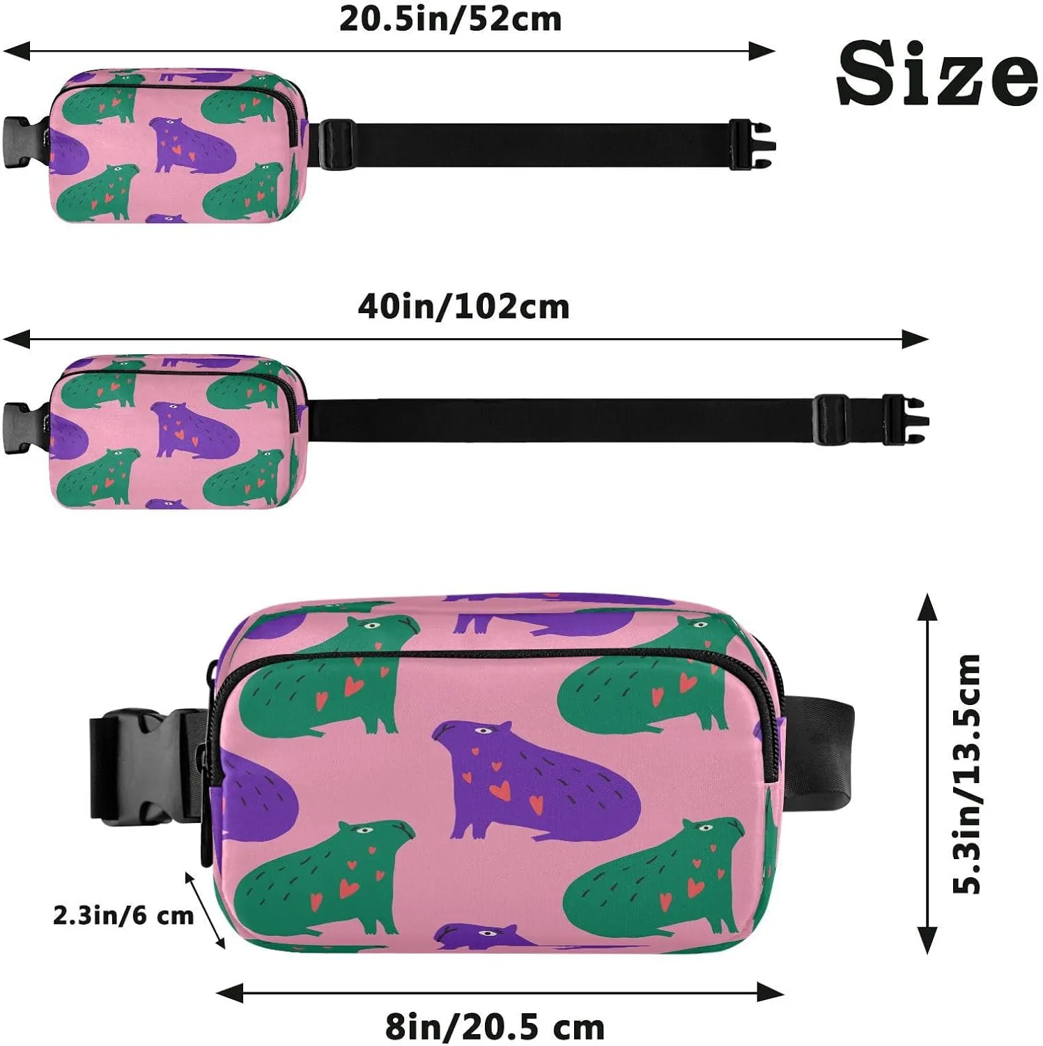 Fanny Packs for Women Men Capybaras Animals Belt Bag Waterproof Fashion Waist Pack with Adjustable Strap Boho Doodle Waist Bag Hip Bumbags for Running Workout Travel Hiking Cycling