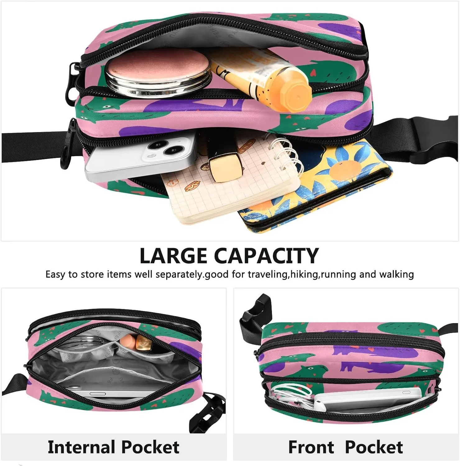 Fanny Packs for Women Men Capybaras Animals Belt Bag Waterproof Fashion Waist Pack with Adjustable Strap Boho Doodle Waist Bag Hip Bumbags for Running Workout Travel Hiking Cycling