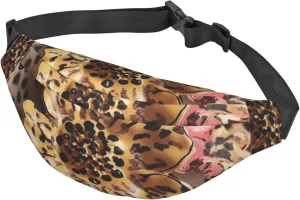 Fanny Packs For Women Men Waist Bag Waterproof Sport Belt Bag Vintage Leopard Flower Fashion Waist Pack Adjustable Crossbody Bags Zipper Bum Bag For Running Hiking Travel