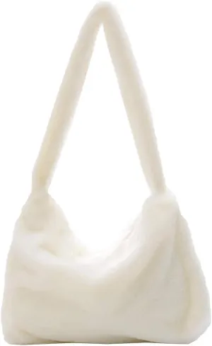 Fashion Animal Pattern Shoulder Underarm Bag Women Plush Top-handle Handbag