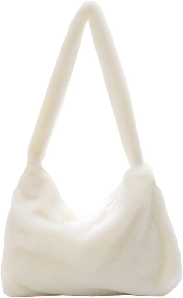 Fashion Animal Pattern Shoulder Underarm Bag Women Plush Top-handle Handbag