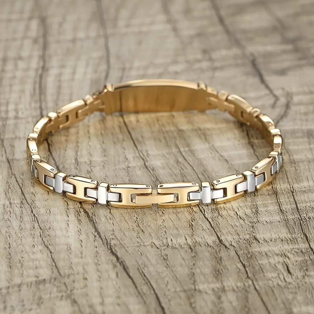 Fashion Lady Stainless steel Medical Alert id Bracelets with Free Engraving