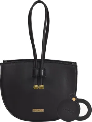 Fashion/Party Wrist Bag For Womens Nappa Flat Genuine Leather With Wrist Handle, Adjustable Strap & Makeup Mirror