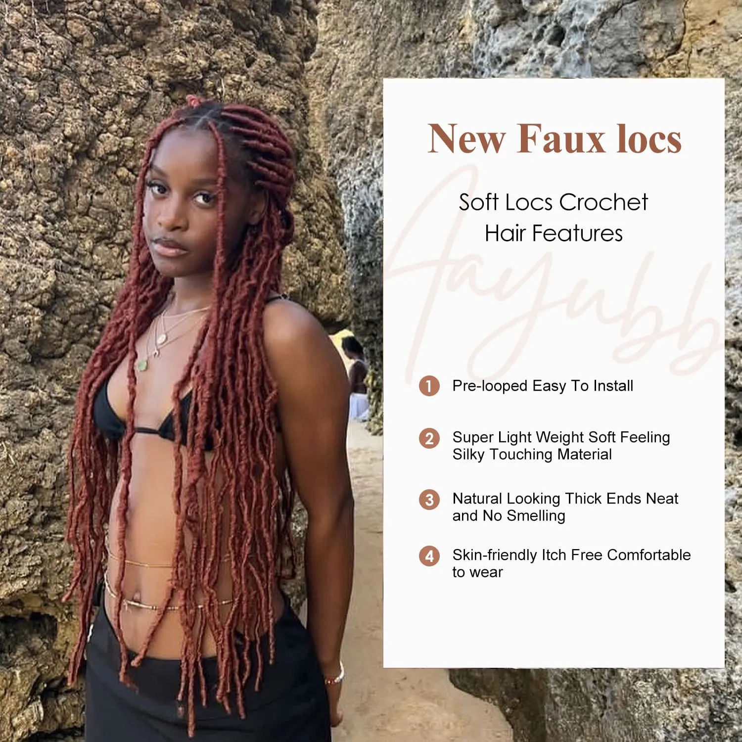 Faux Locs Crochet Hair Ginger 7 Packs 20 Inch Soft Locs Crochet Braids Goddess Locs Wavy Twist Hair Extensions 350#