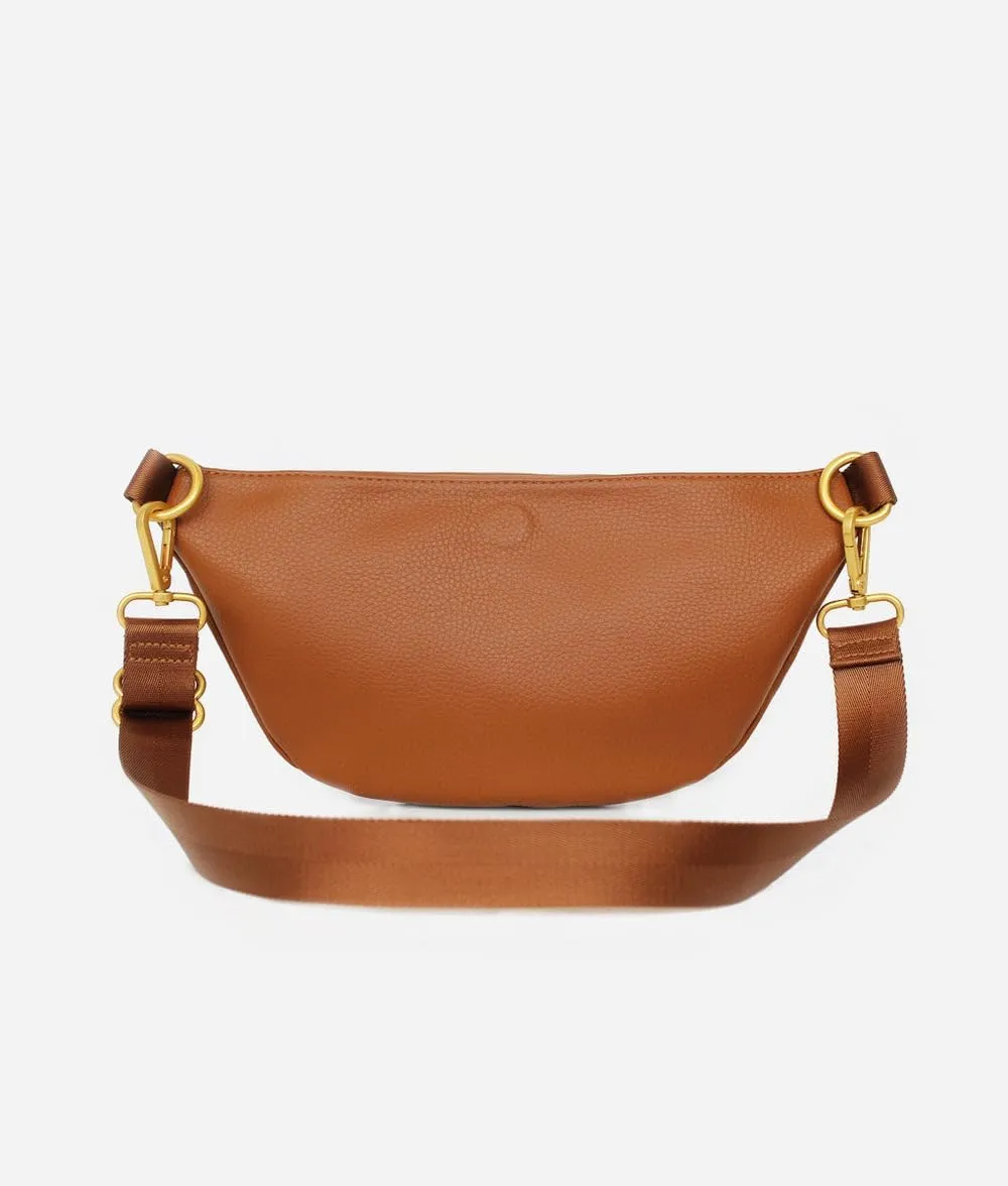 FAWN DESIGN The Fawny Pack Brown Fanny Pack, Fanny Pack for Women Crossbody Bag, 2 Pockets and 6 Interior Card Slots, Adjustable Nylon Strap