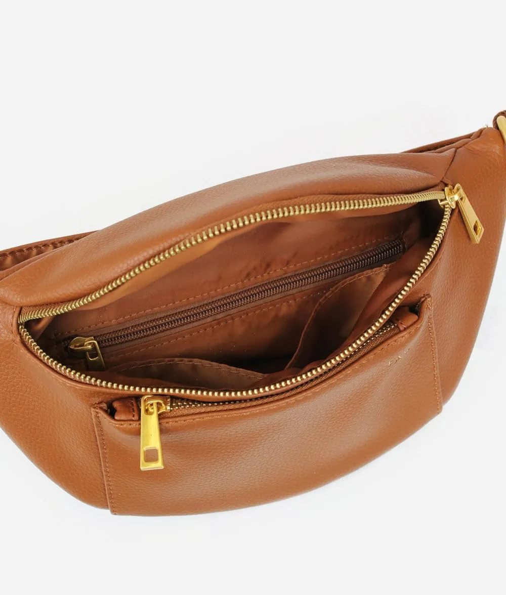 FAWN DESIGN The Fawny Pack Brown Fanny Pack, Fanny Pack for Women Crossbody Bag, 2 Pockets and 6 Interior Card Slots, Adjustable Nylon Strap