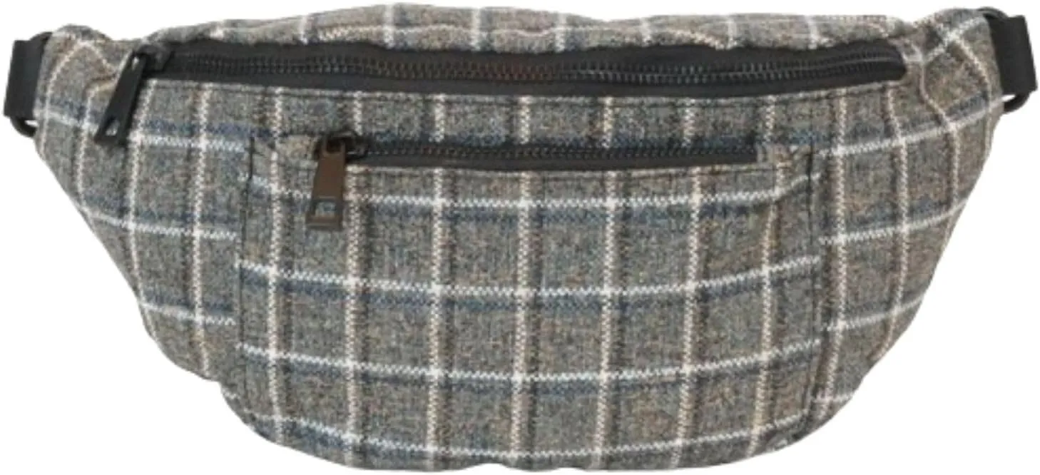 FAWN DESIGN The Fawny Pack Plaid Tweed Fanny Pack, Fanny Pack for Women Crossbody Bag, 2 Pockets and 6 Interior Card Slots, Adjustable Nylon Strap