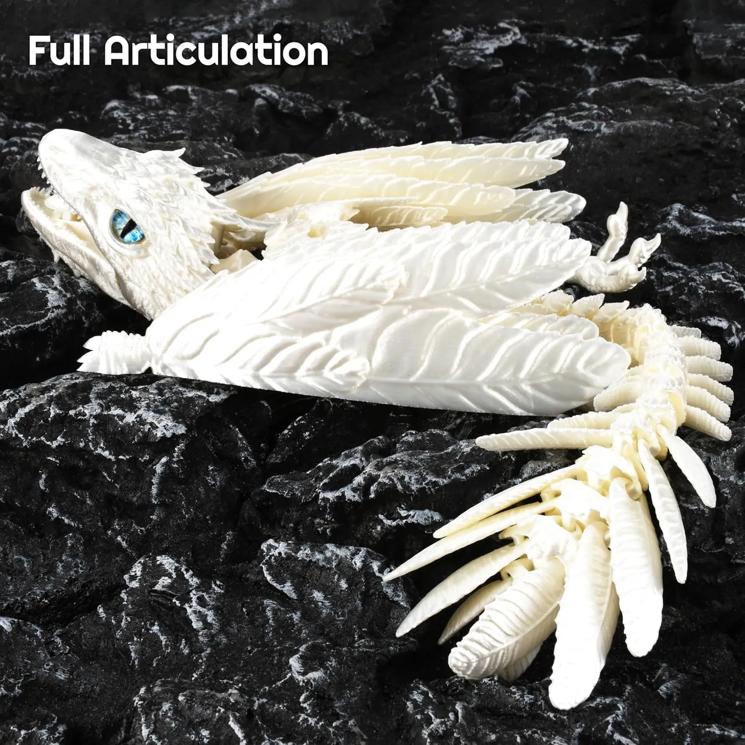 Feathered Wyvern Dragon, 3D Printed Dragon, Articulated Dragon, Fidget Dragon, 3D Printed Toys, Desktop Pet (Infernostride)