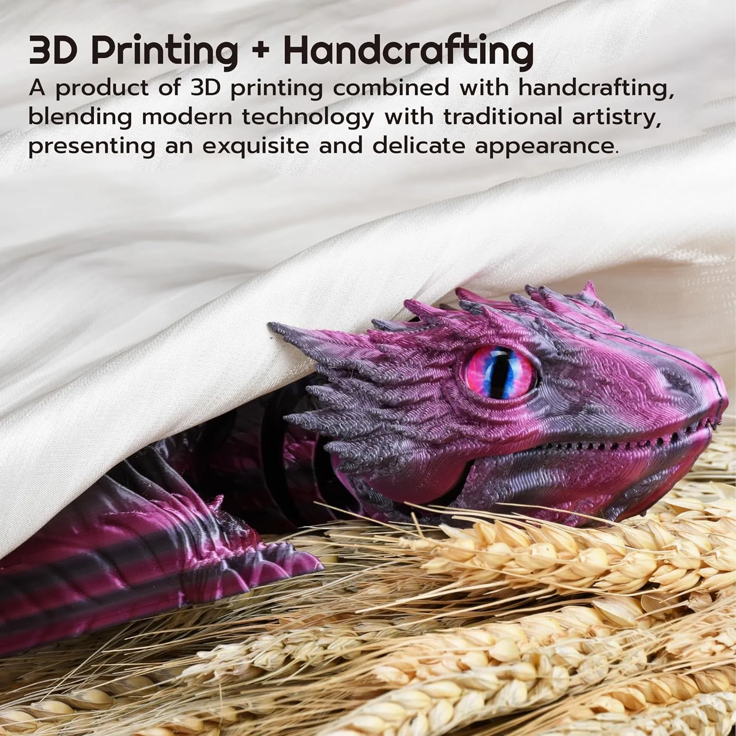 Feathered Wyvern Dragon, 3D Printed Dragon, Articulated Dragon, Fidget Dragon, 3D Printed Toys, Desktop Pet (Infernostride)