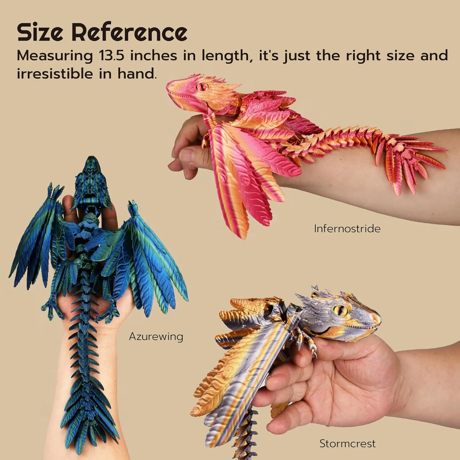 Feathered Wyvern Dragon, 3D Printed Dragon, Articulated Dragon, Fidget Dragon, 3D Printed Toys, Desktop Pet (Stellarscale)