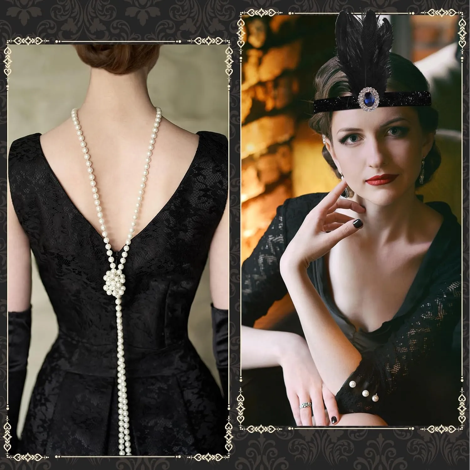 FEPITO 1920s Flapper Dresses for Women, Fringed Sequin Great Gatsby Dress for Women with 20s Accessories, Roaring 20s Costume