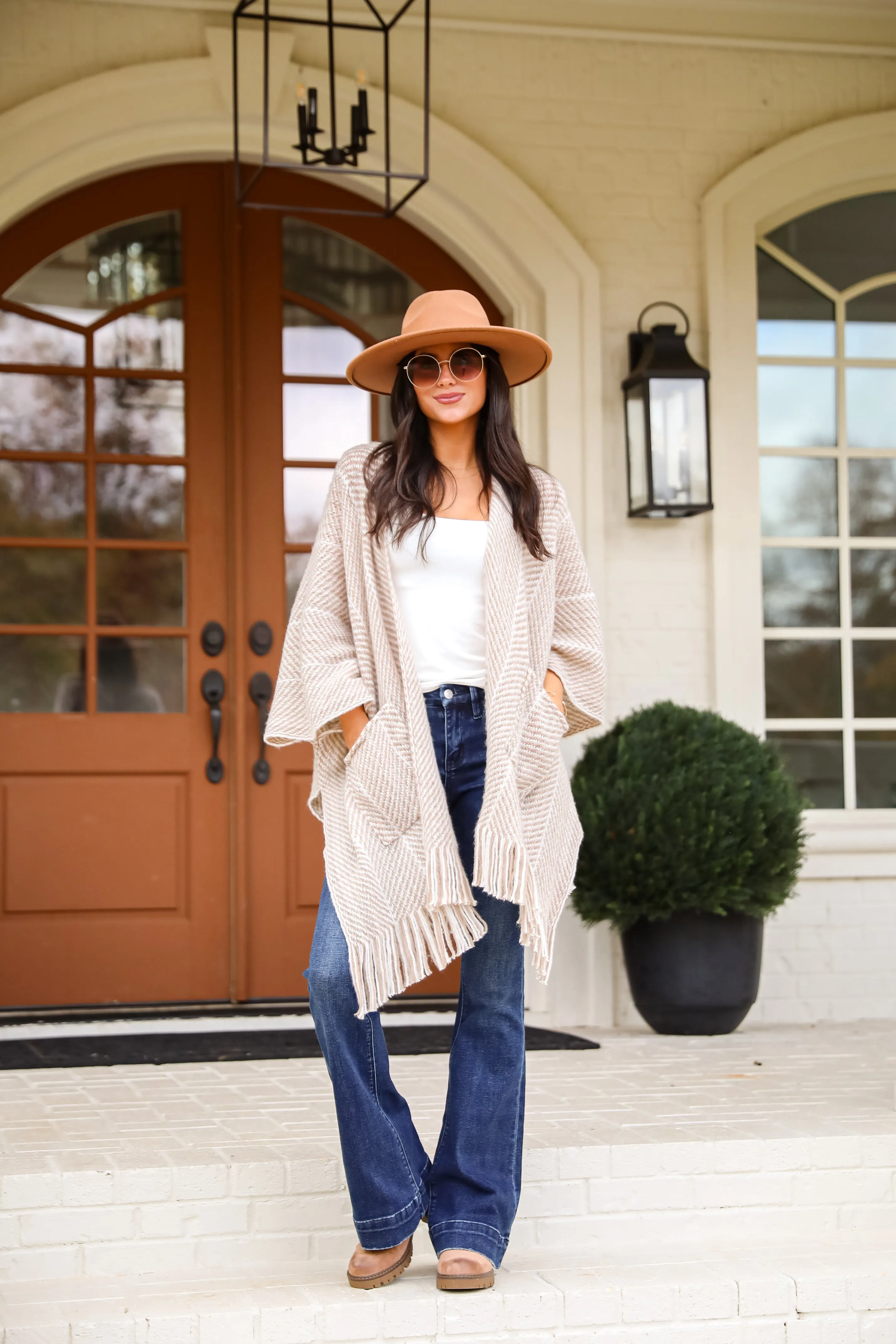 FINAL SALE - Care For You Beige Fringe Shawl - DOORBUSTER