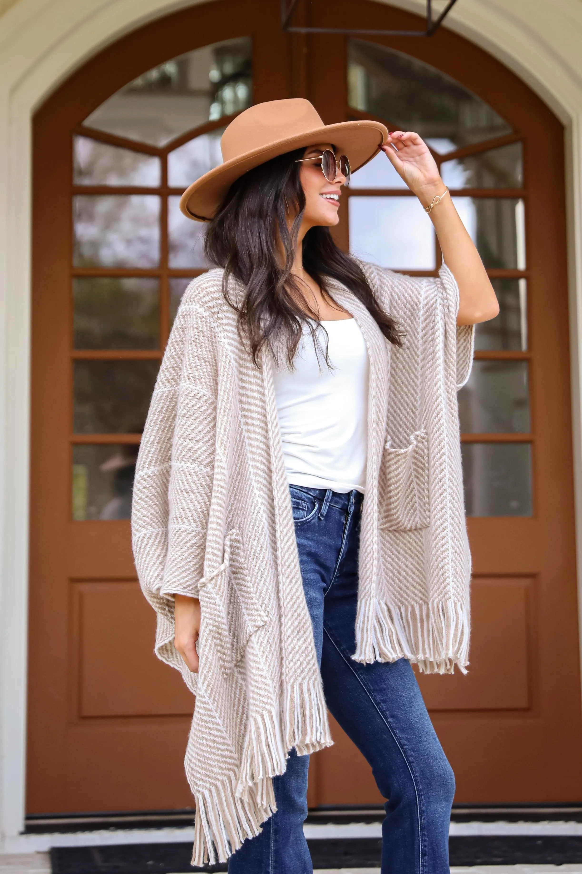 FINAL SALE - Care For You Beige Fringe Shawl - DOORBUSTER