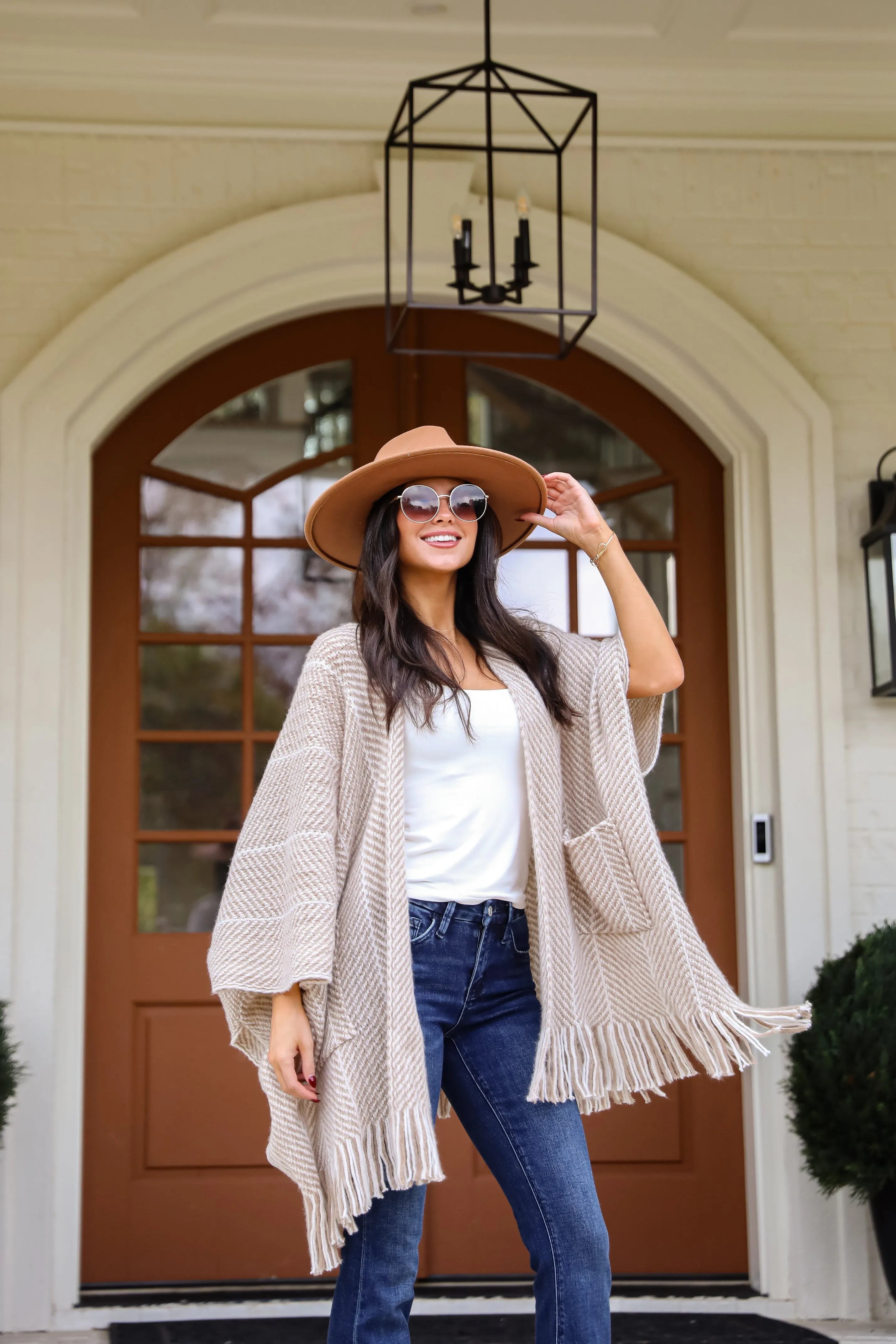 FINAL SALE - Care For You Beige Fringe Shawl - DOORBUSTER