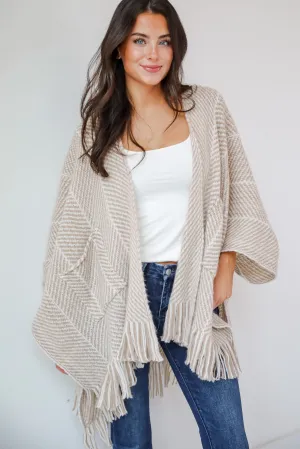 FINAL SALE - Care For You Beige Fringe Shawl - DOORBUSTER