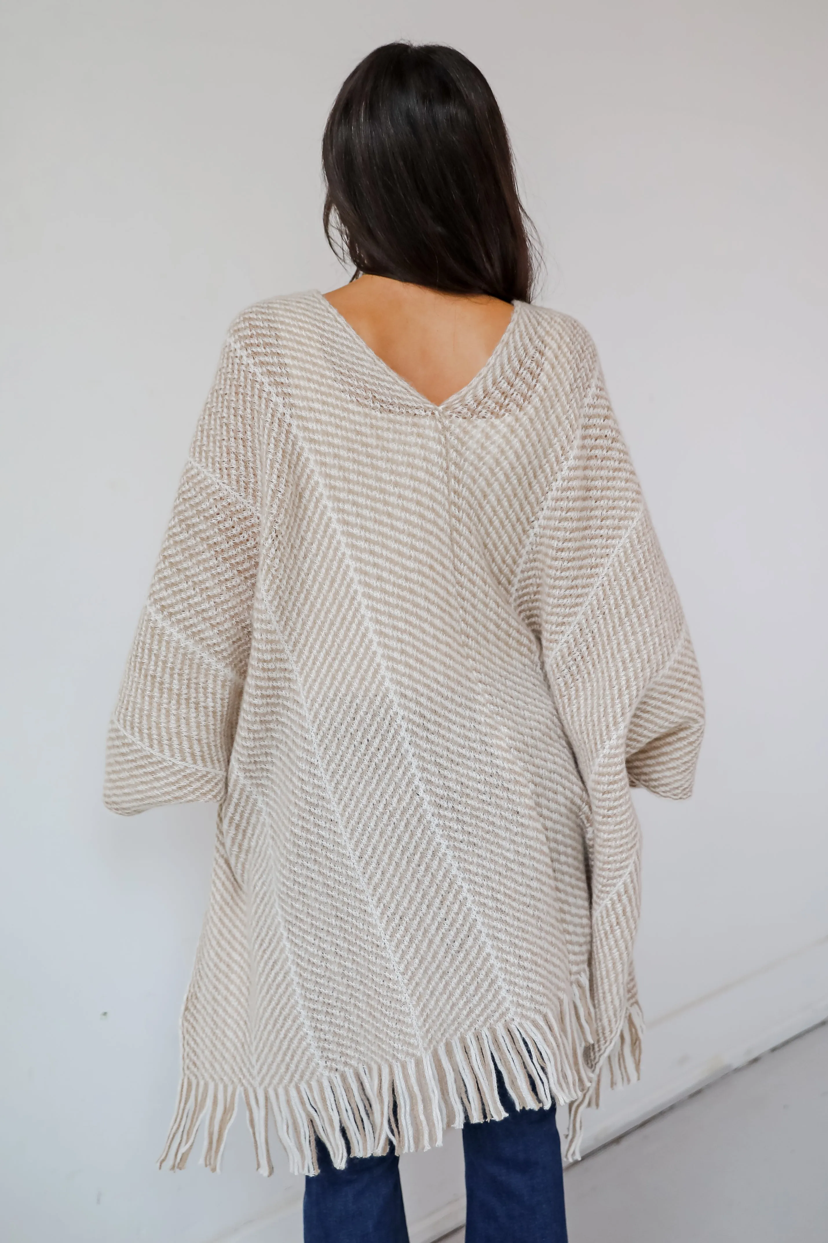 FINAL SALE - Care For You Beige Fringe Shawl - DOORBUSTER