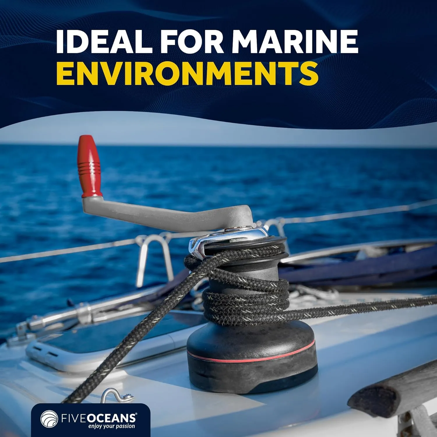 Five Oceans Sailboat Winch Handle, Universal Floating Winch Handle (8-inch & 10-inch Size)