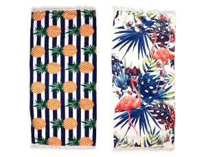 Flamingo or Pineapple Fringed Beach Towel