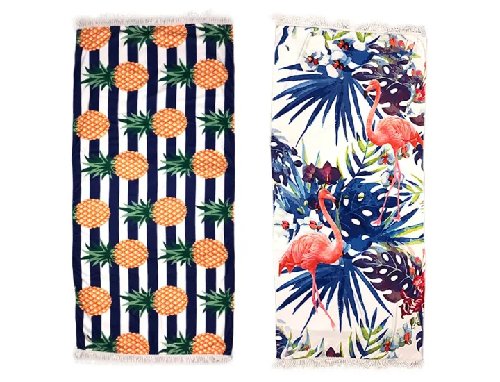 Flamingo or Pineapple Fringed Beach Towel