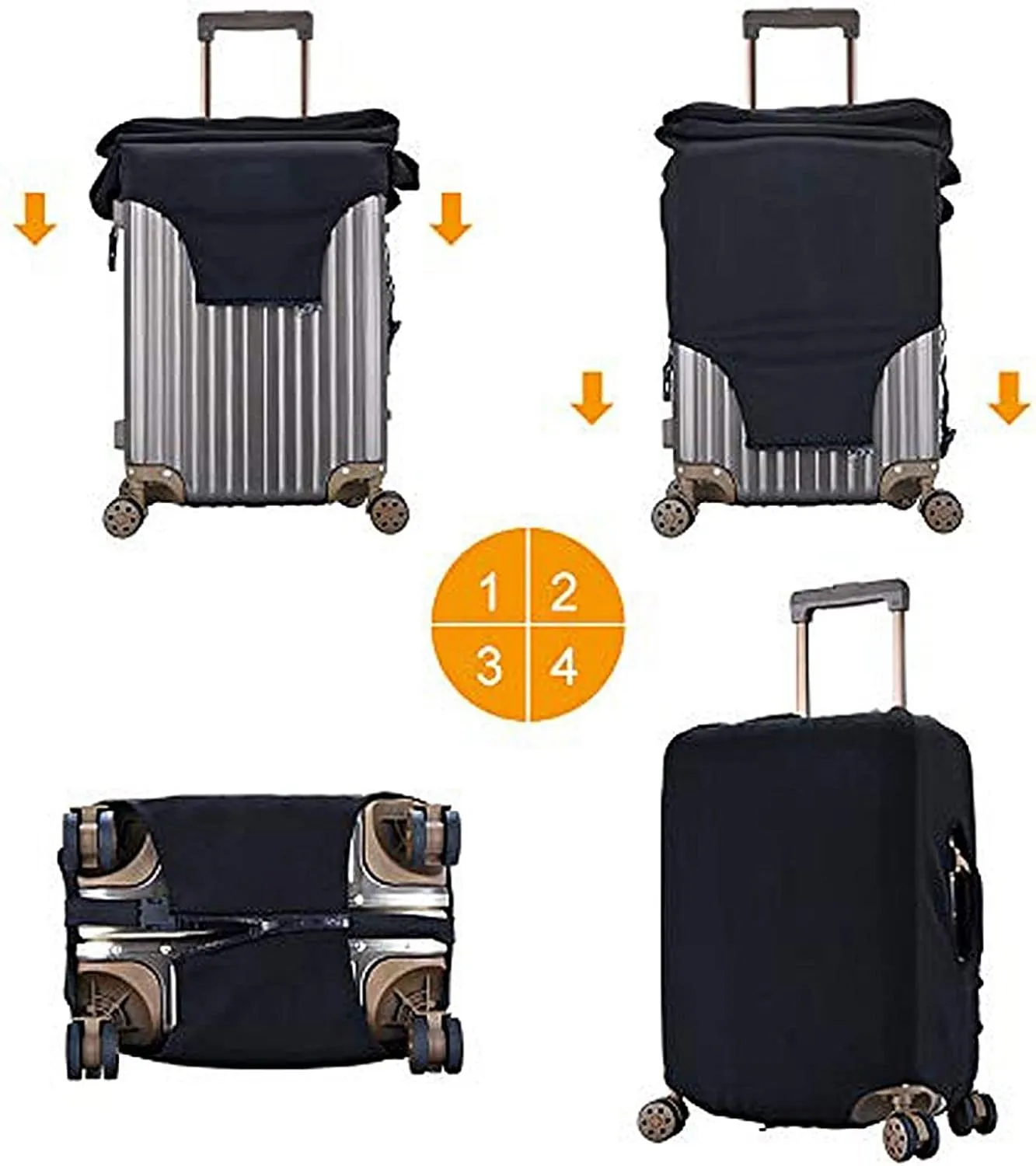 Flower Letter D Black Luggage Cover Elastic Washable Stretch Suitcase Protector Anti-Scratch Travel Suitcase Cover for Kid and Adult S (18-21 inch suitcase)