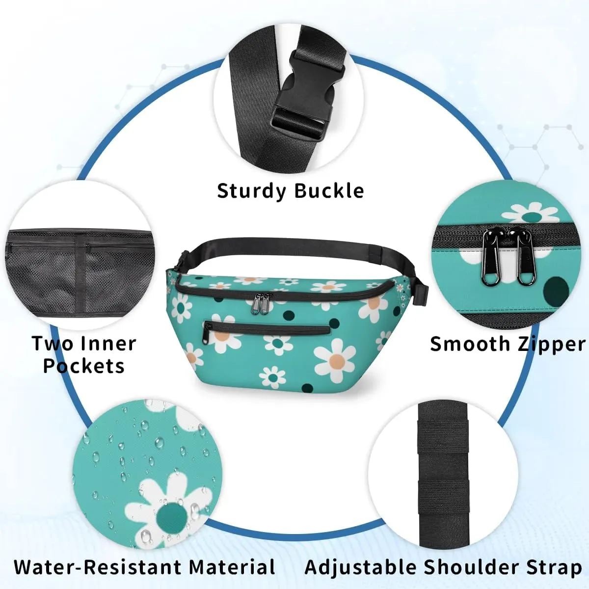 Flowers Funny Sling Bag Crossbody Backpack Chest Daypack for Women Sport Travel Hiking Casual Bag Multipurpose Waist Pack With Zipper Closure Adjustable Strap Shoulder Bag