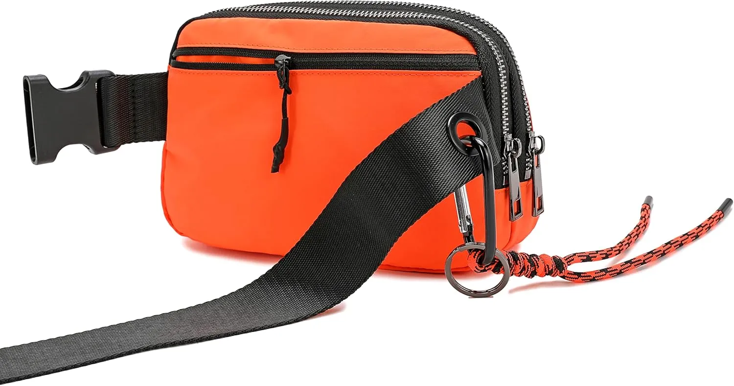 FODOKO Fanny Packs for Women Men, Fashionable Belt Bag Waist Pack for Women with Adjustable Strap, Bum Bag for Running Hiking Travel Workout (Fluorescent Orange)