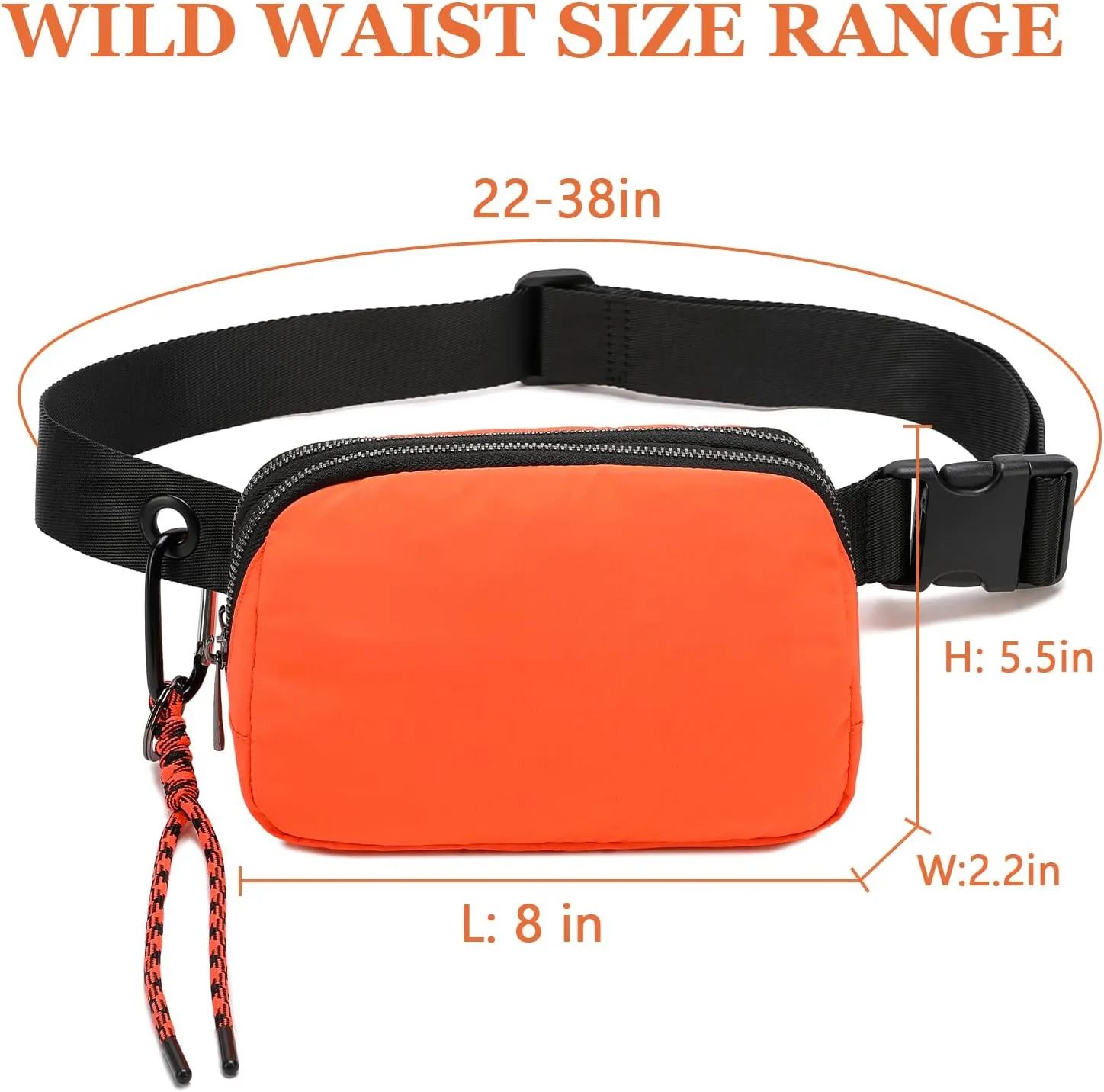FODOKO Fanny Packs for Women Men, Fashionable Belt Bag Waist Pack for Women with Adjustable Strap, Bum Bag for Running Hiking Travel Workout (Fluorescent Orange)