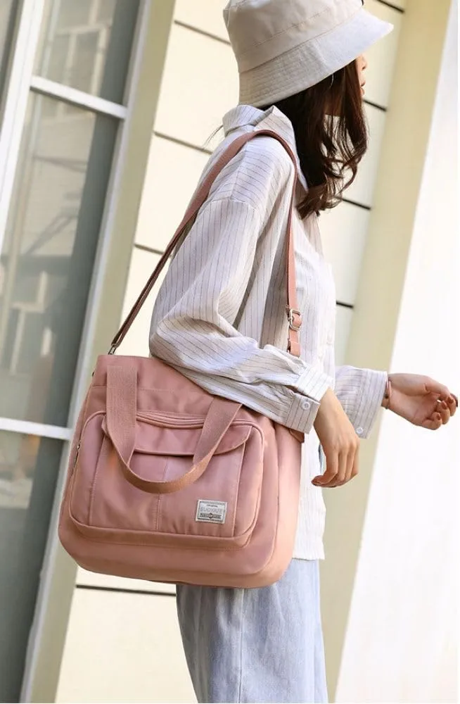 Foldable Tote Bag With Zipper, Large Purses for Women Shoulder Bag,Top Handle Satchel Handbag for Travel Work S-1044