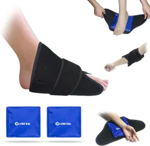 Foot Ice Pack Wrap Reusable Ice Gel Pack for Plantar Fasciitis, Achilles Tendonitis, Heel Spurs, Sore Feet, Hot Cold Therapy Ankle Ice Pack Pain Relief for Sprains, Bruises, Injuries, Swelling
