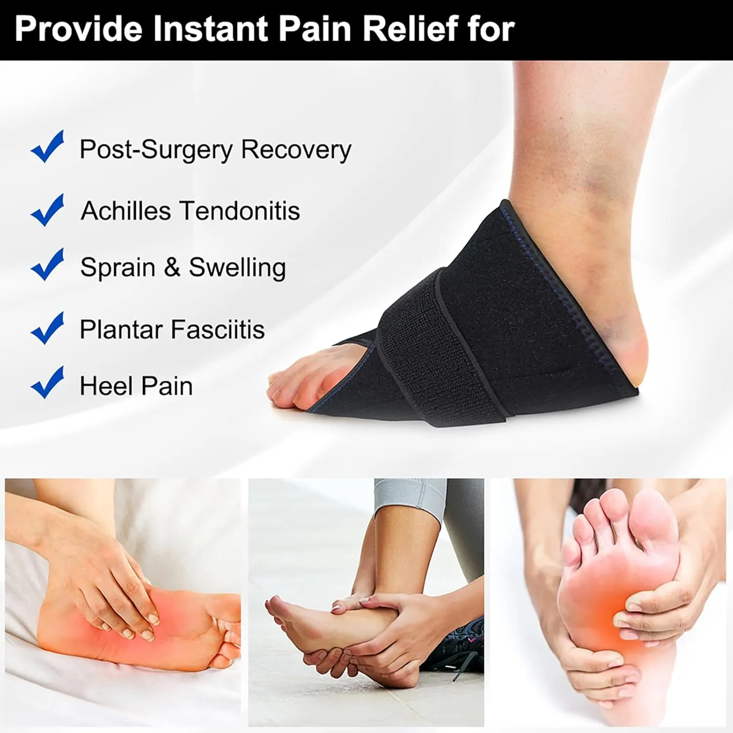 Foot Ice Pack Wrap Reusable Ice Gel Pack for Plantar Fasciitis, Achilles Tendonitis, Heel Spurs, Sore Feet, Hot Cold Therapy Ankle Ice Pack Pain Relief for Sprains, Bruises, Injuries, Swelling