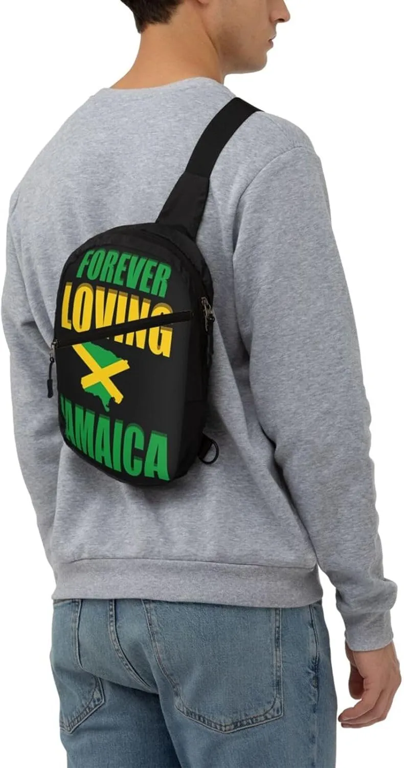 Forever Loving Jamaica Jamaican Flag Portable Crossbody Bag Foldable Sling Bags Sports Gym Chest Daypack Reusable Shoulder Backpack Casual Diagonally Rucksack Fanny Packs