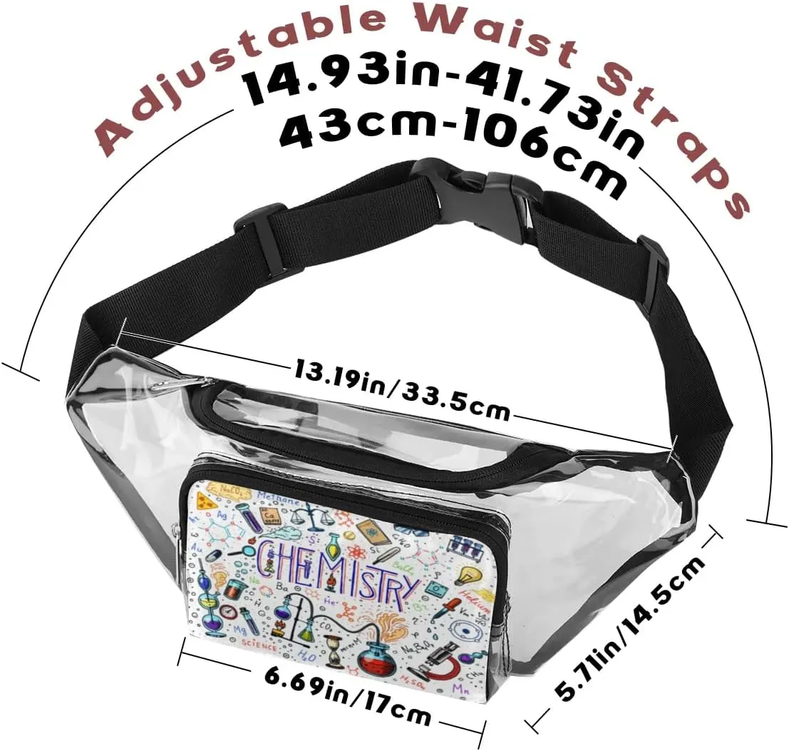 Formulas Laboratory Elements Clear Fanny Pack Stadium Approved Clear Crossbody Belt Bag for Women Men Transparent Waist Bag with Adjustable Strap for Concerts Sports Events Travel
