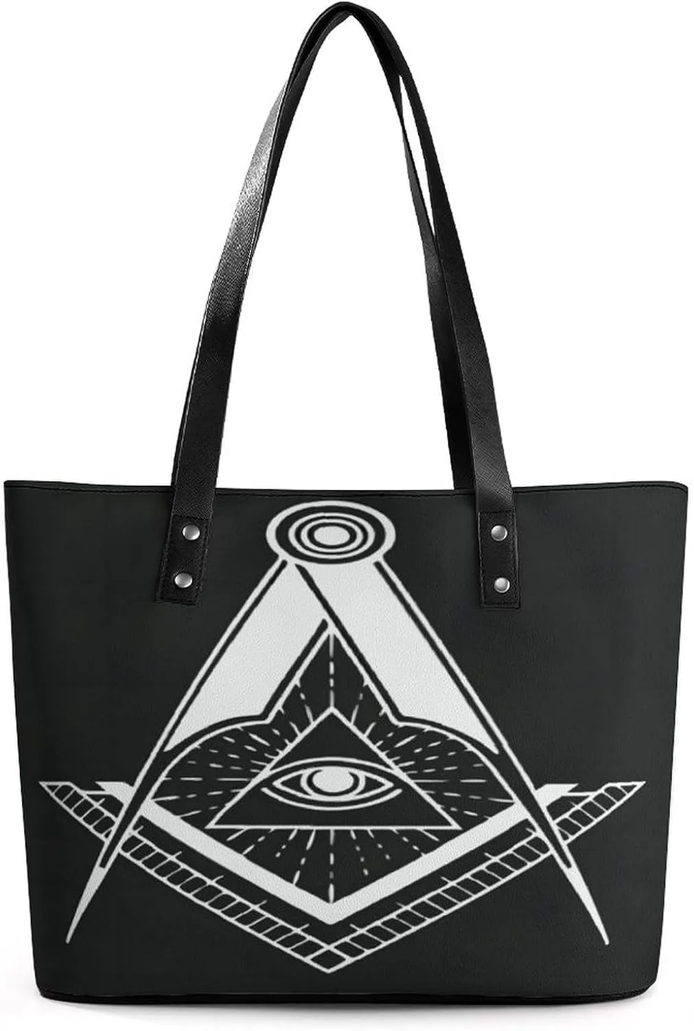 Freemasonry Masonic Lodge Logo Women Tote Bags Top Handle Satchel Handbags Faux Leather Tassel Shoulder Purse