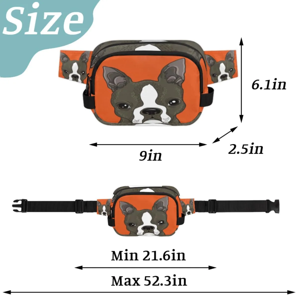 French Bulldog Durable Waterproof Fanny Pack with Double Zipper Closure - Organize Your Essentials with Ease - Lightweight and Comfortable for Men and Women