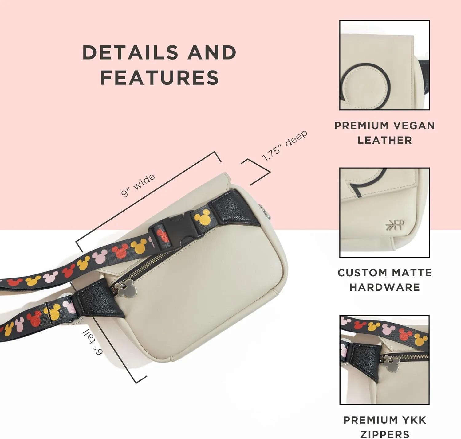 Freshly Picked Mickey Mania Park Pack, Disney Fanny/Belt Bag, Wear on Waist Bag or Crossbody(Mickey Mania)