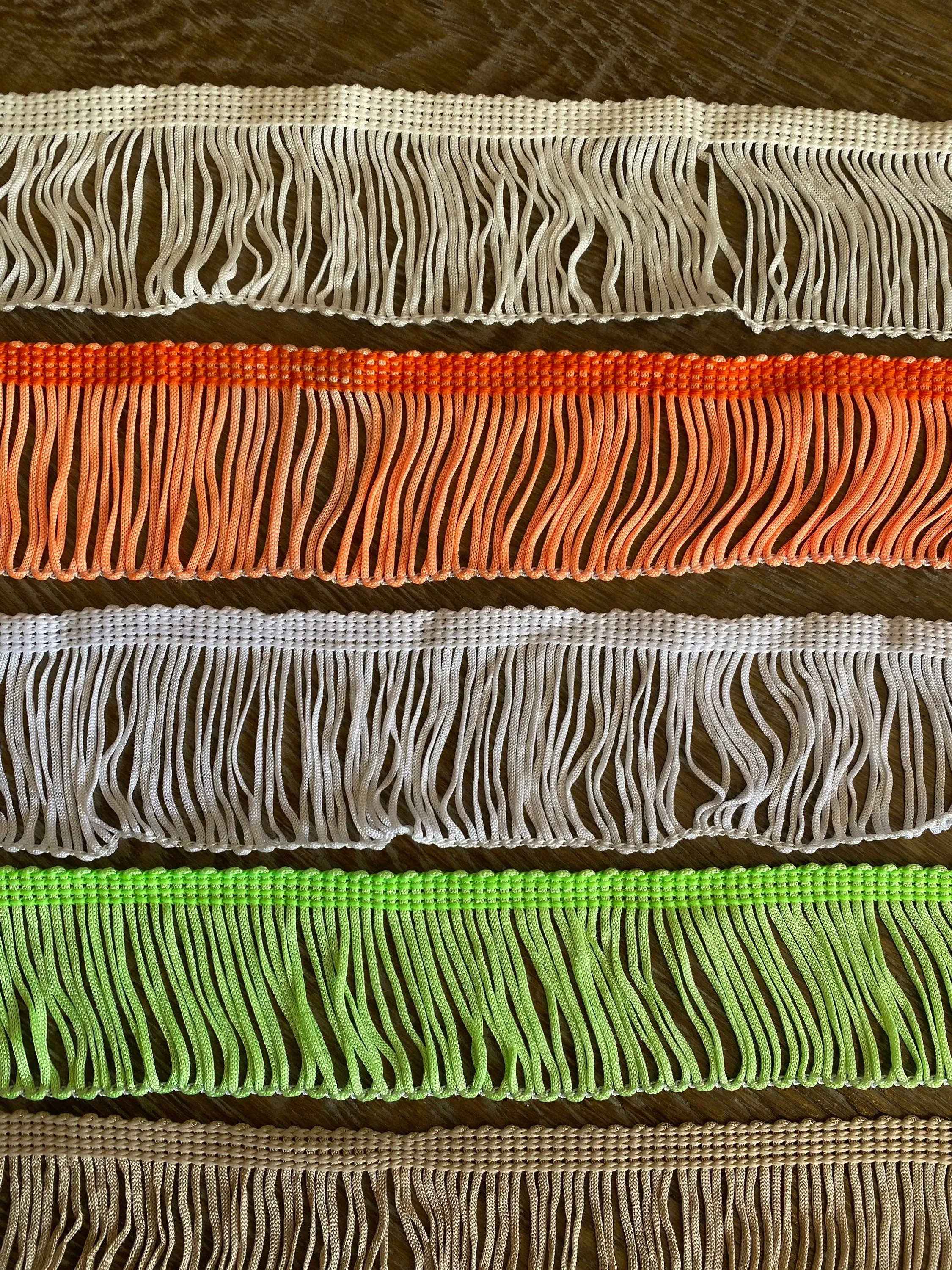 Fringe, 2” wide fringe, quality fringe, 8 colours, ivory, orange, white, green, stone, red, khaki, pink