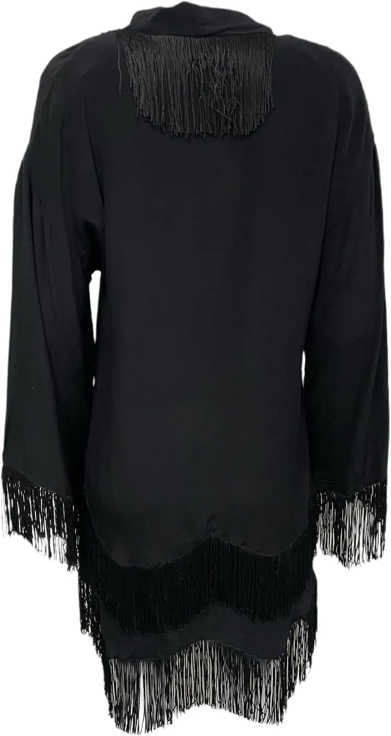 Fringe Detailed Cardigan Black