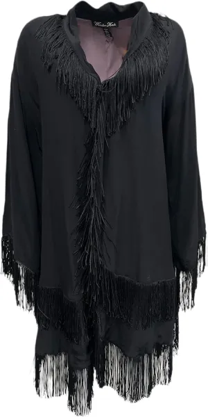 Fringe Detailed Cardigan Black
